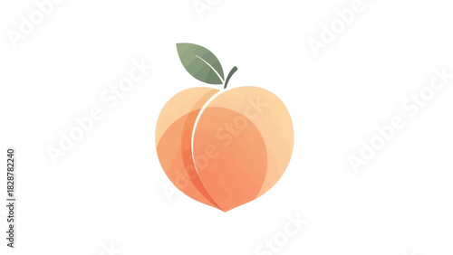 Stylized peach fruit icon with a green leaf, featuring a modern and minimalist graphic design. Perfect for logos, healthy food concepts, and wellness branding