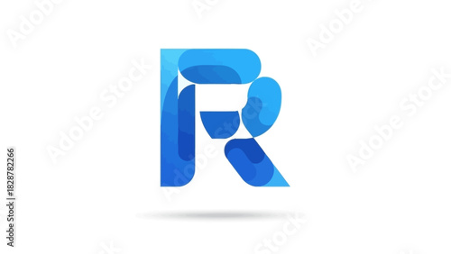 Abstract Blue Letter R Logo Design for Branding and Identity - Modern Font Style Illustration