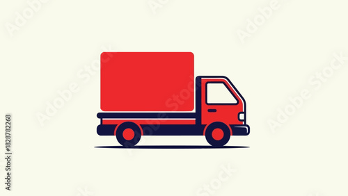 Illustration of a red delivery truck with flat design on a light background, symbolizing efficient transportation