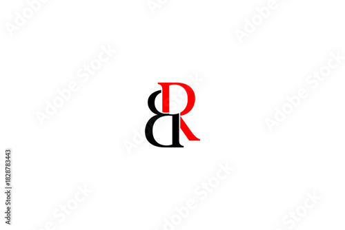 BR logo design with intertwined letters in black and red, modern abstract branding for versatile use