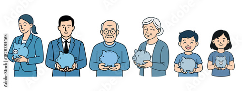 Family savings and money management concept illustration