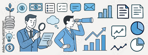 Business finance analysis and growth strategy illustration