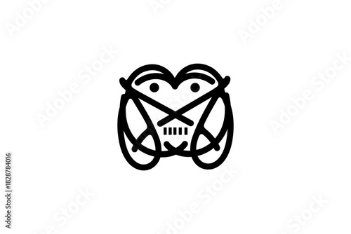 Abstract House Heart Eyes Logo: Continuous Line Art Design for Modern Branding, Home, and Lifestyle Identity