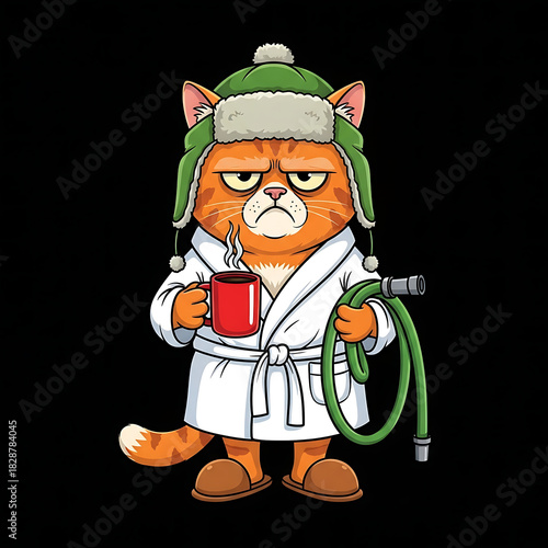 Grumpy Cat with Coffee Mug Vector