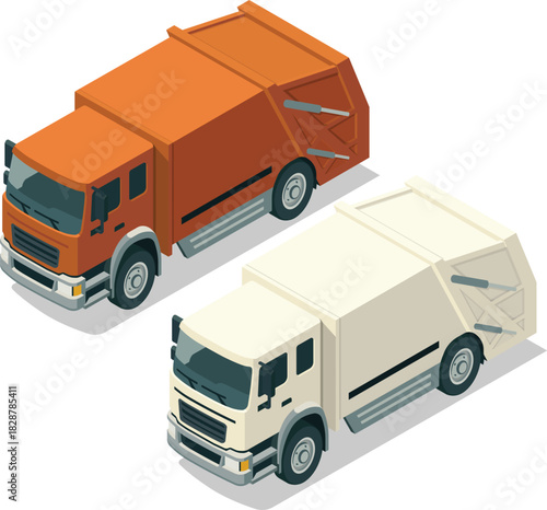 Rear loader garbage truck illustration