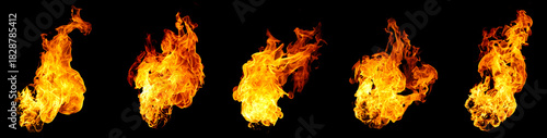 Realistic isolated fire flames on a black background, perfect for action scenes, energy effects, digital artwork, and creative visual compositions, offering detailed fiery textures professional design