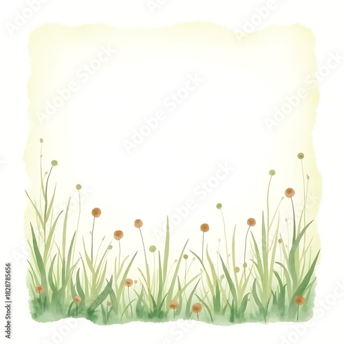 Grass Watercolor Frame Background