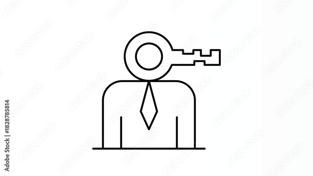 Fototapeta premium Business Man Holding Key Symbolizing Opportunity, Access, Success, and Solutions
