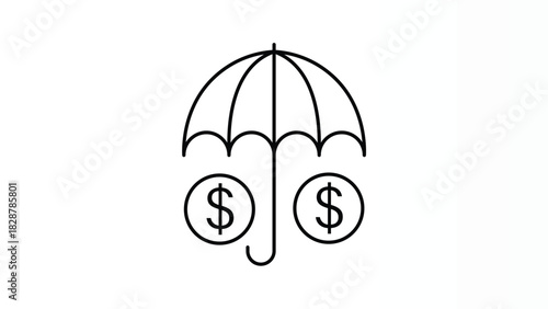 Financial Protection Umbrella Shielding Money and Assets for Insurance and Security Concepts