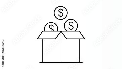 Money Pop-Up Box Representing Surprise Earnings, Rewards, Profits, and Business Income