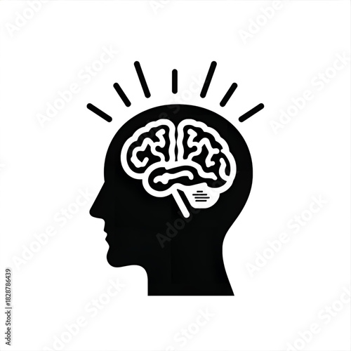 Idea Visualization: A captivating silhouette of a human head showcases a vibrant representation of the brain, symbolizing cognitive processes and innovative thinking.
