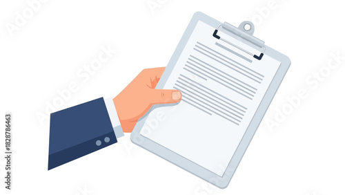 Hand holding clipboard Delivering documents and managing paperwork for business operations