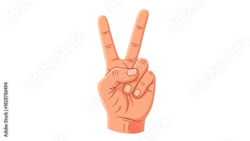 Victory Hand Sign Illustration Peace Gesture with Fingers Up