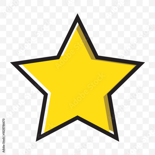 Gold star rating bar with five yellow stars. Transparent PNG for review badges, feedback ratings, score icons, and positive testimonial graphics. EPS 10.