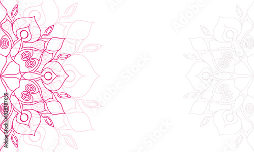 Ornamental mandala half  on the left and right on a transparent background. Indian, Islamic pattern, ornament, henna, print, poster, cover, brochure, flyer, banner