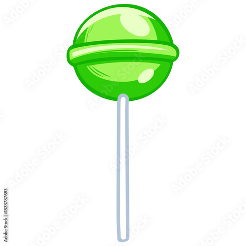 Green Lollipop Candy Cartoon Illustration Vector