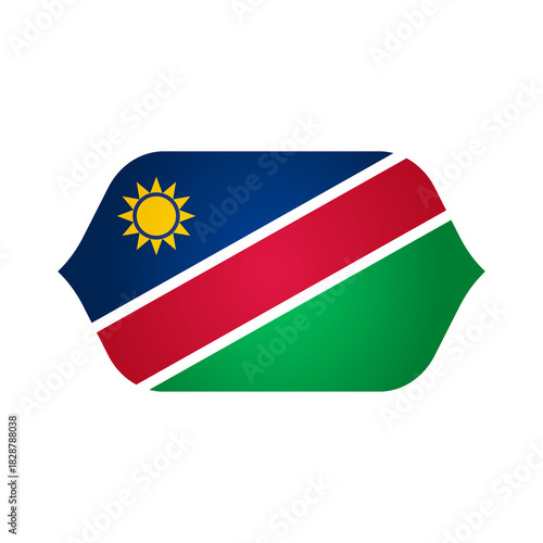 Free Download Stylized Curved NAMIBIA Flag Icon , Modern NAMIBIA Emblem, Clean Shape, High-Quality PNG - GFXLoad