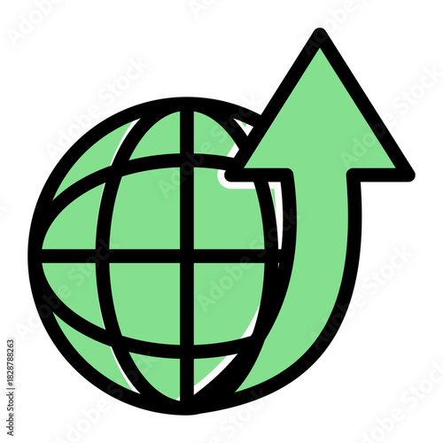 Global Marketing World Growth Icon from Growth Marketing Collection (Glyph Color Lineal Style)