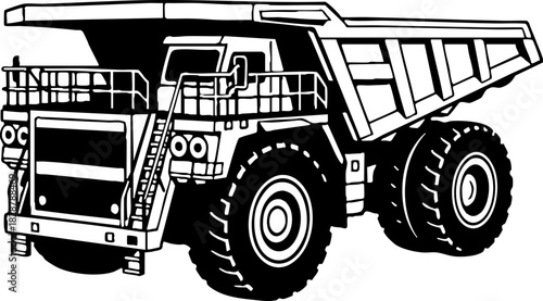 Huge Mining Dump Truck Heavy Hauler Vector Illustration