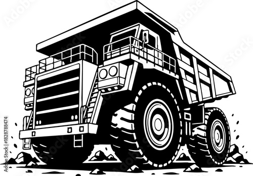 Heavy duty mining dump truck vector illustration