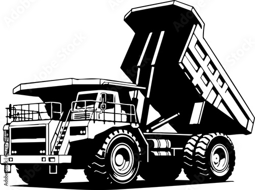 Heavy Industrial Mining Dump Truck Vector Illustration Icon