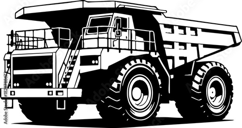 Giant mining dump truck heavy machinery illustration vector graphic.
