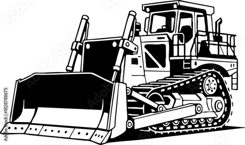 Heavy Bulldozer Construction Vehicle Vector Illustration