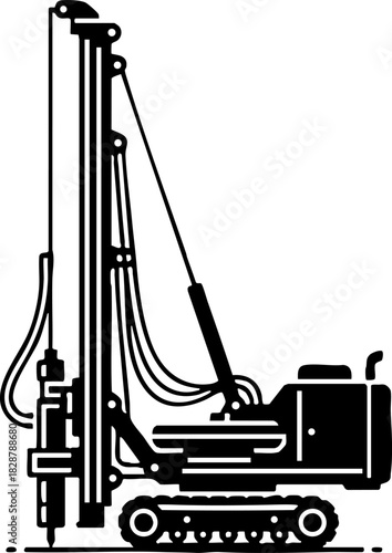 Heavy Industrial Drilling Rig Machine Vector Icon
