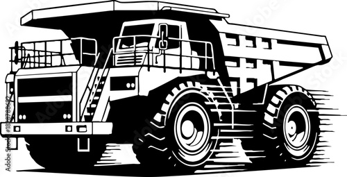 Massive Mining Haul Dump Truck Vector Illustration Moving