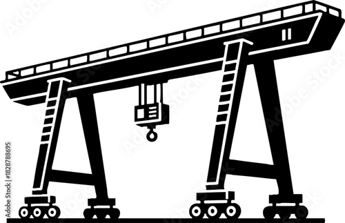 Industrial Gantry Crane Icon Black Silhouette Illustration