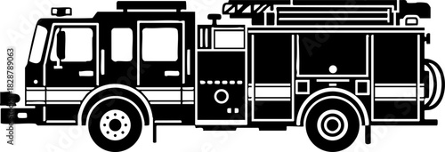 Fire Truck Black Silhouette Icon Vector Illustration Graphic