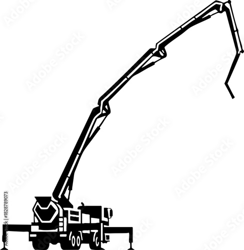 Large Concrete Pump Truck Machinery on Construction Site