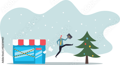 Close business, decision to stop operate company, office closing down out of business, store, end business signboard problem or recession.about a man and his life.