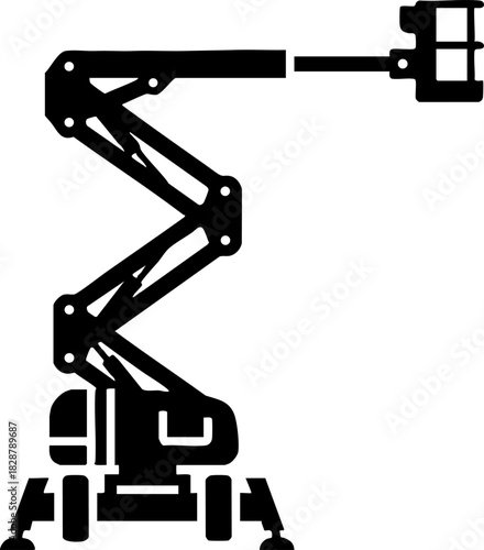 Boom Lift Icon Aerial Work Platform Silhouette