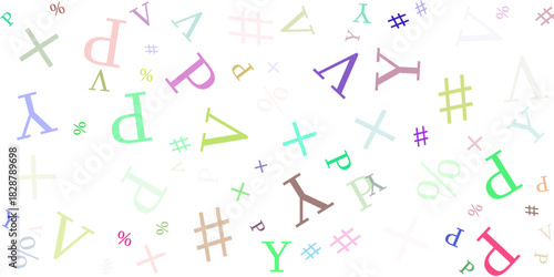 Light Multicolor vector seamless layout with latin alphabet. Abstract illustration with colored latin alphabet. Texture for window blinds, curtains.