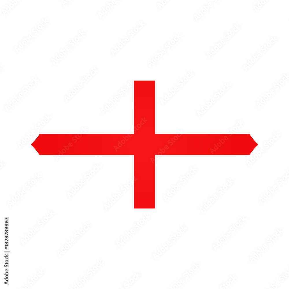 Fototapeta premium Stylized Curved England Flag Icon , Modern England Emblem, Clean Shape, High-Quality PNG