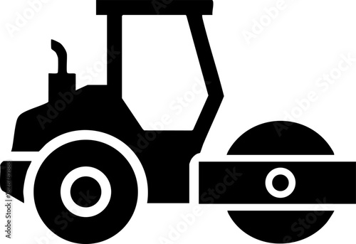 Road Roller Compactor Machine Silhouette Icon