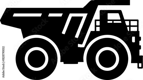 Heavy Haul Truck Icon Vector Silhouette for Mining Industry