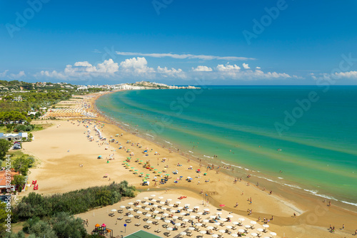 Fototapeta Naklejka Na Ścianę i Meble -  Vieste beach panoramic view with people enjoying summer