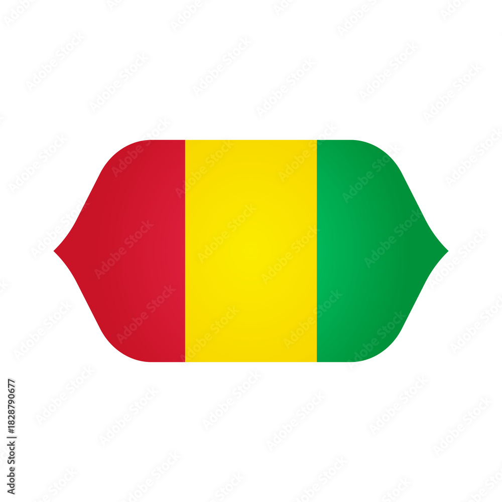 Fototapeta premium Stylized Curved GUINEA Flag Icon , Modern GUINEA Emblem, Clean Shape, High-Quality PNG