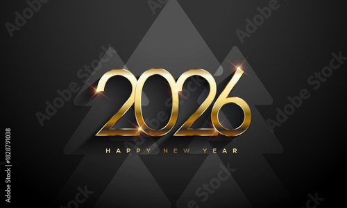 2026 Happy New Year, Gold