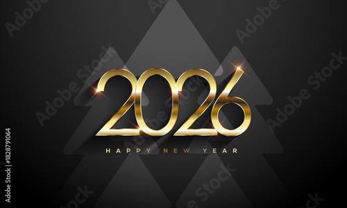 2026 Happy New Year, Gold