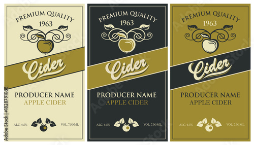 collection of different colors labels for apple cider