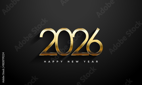 2026 Happy New Year, Gold