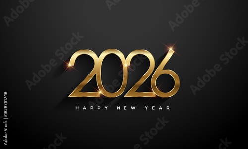 2026 Happy New Year, Gold