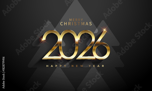 2026 Happy New Year, Gold