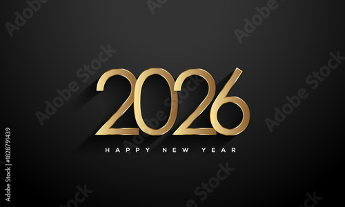 2026 Happy New Year, Gold