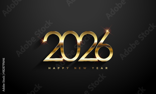 2026 Happy New Year, Gold