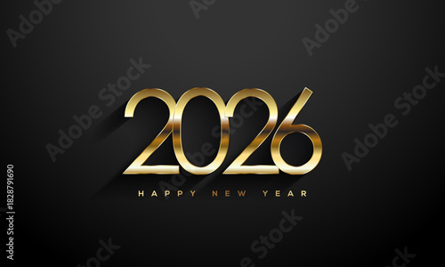 2026 Happy New Year, Gold