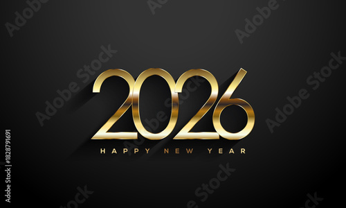 2026 Happy New Year, Gold